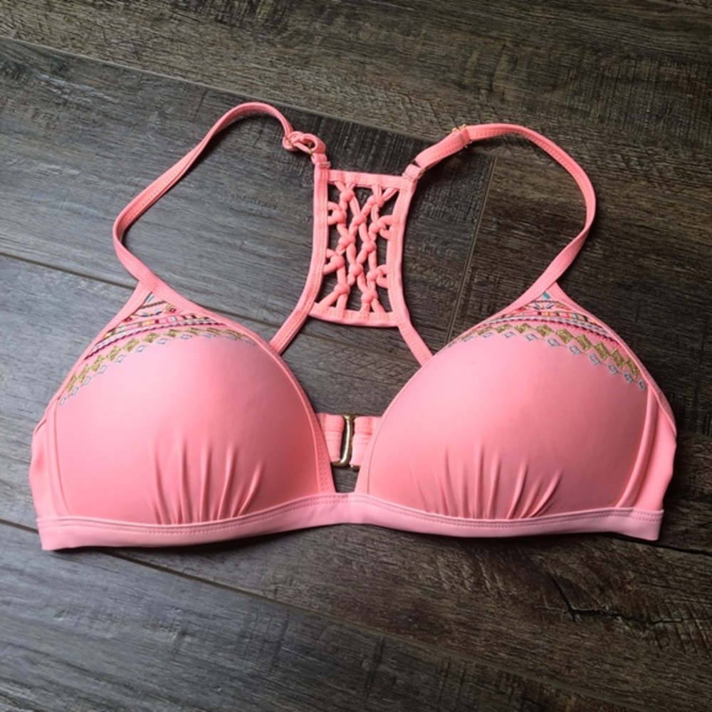 Time and Tru Pink Bikini Top Swim Suit ((Medium))
